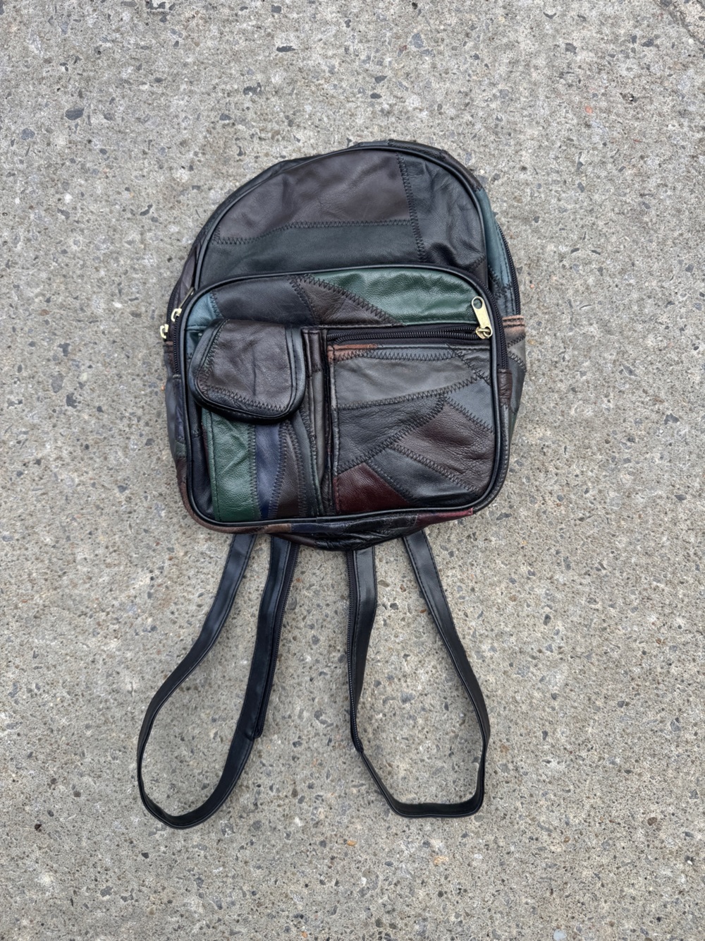Zeca Patchwork Leather Backpack - Multicolor Genuine Leather